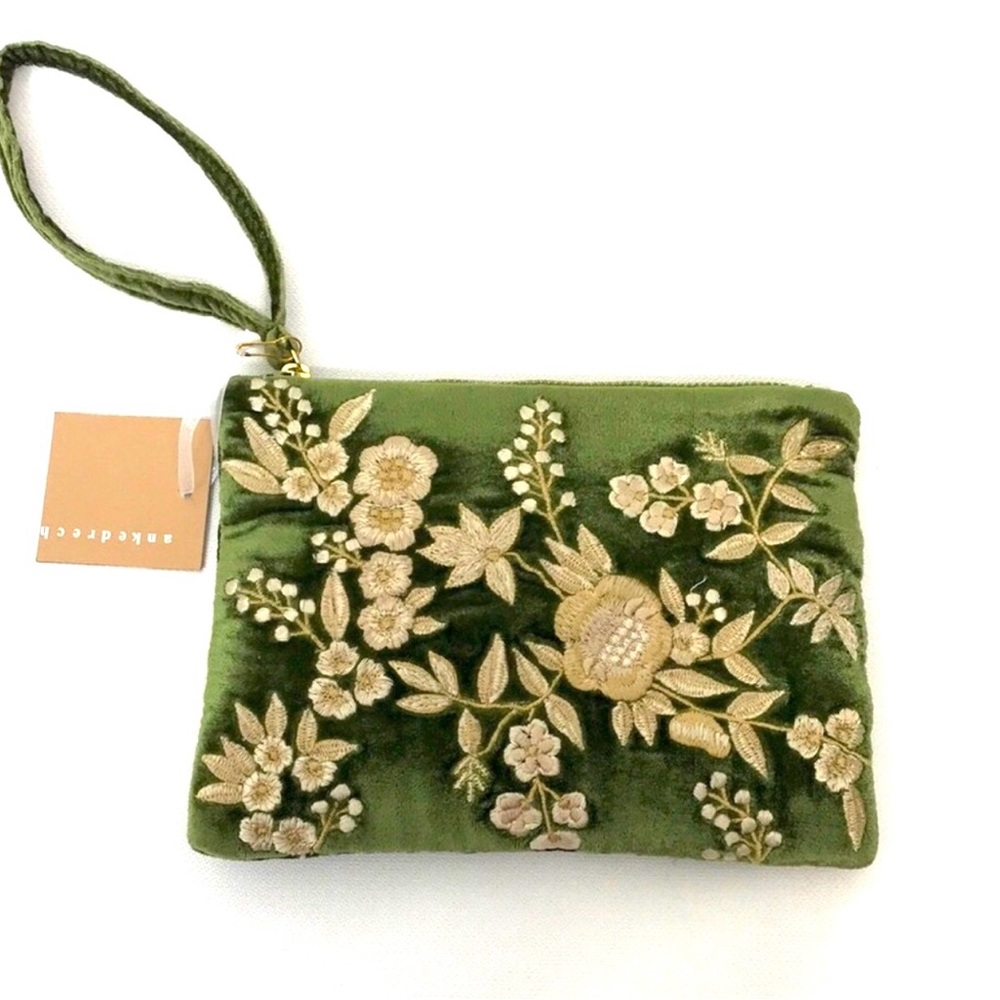 NWT Anke Drechsel embroidered silk velvet pouch.